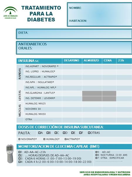 INSULINA sc DESAYUNOALMUERZOCENA23h RAPIDAS INS.ASPART / NOVORAPID ® INS. LISPRO / HUMALOG® INS.REGULAR / ACTRAPID® LENTAS INS.NPH / INSULATARD® INS.NPL.
