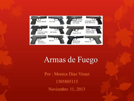 Armas de Fuego Por : Monica Diaz Viruet 1305805115 Noviembre 11, 2013.