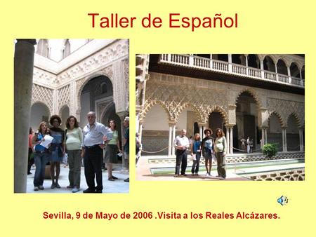 Taller de Español Sevilla, 9 de Mayo de 2006.Visita a los Reales Alcázares.