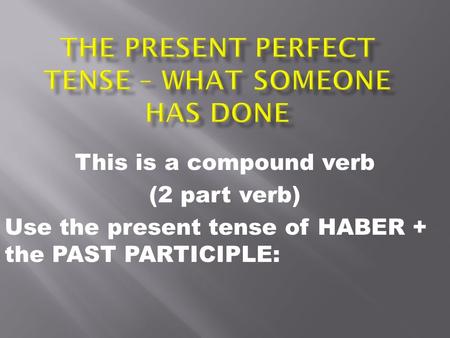 This is a compound verb (2 part verb) Use the present tense of HABER + the PAST PARTICIPLE:
