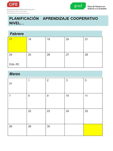 PLANIFICACIÓN APRENDIZAJE COOPERATIVO NIVEL…