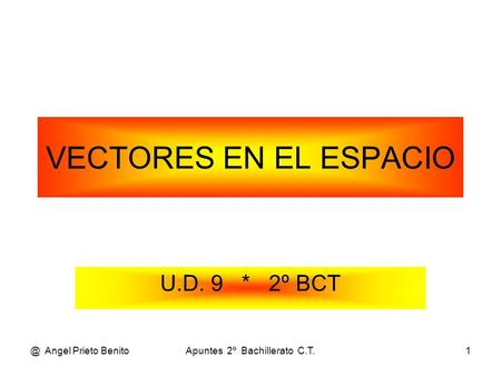 @ Angel Prieto BenitoApuntes 2º Bachillerato C.T.1 VECTORES EN EL ESPACIO U.D. 9 * 2º BCT.