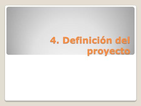 4. Definición del proyecto. Qué tan difícil es manejar un proyecto? ◦Dependerá del tamaño del mismo ◦De los costos ◦De los plazos ◦Del nivel de dificultad.