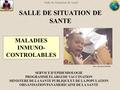 Salle de Situation de Santé SALLE DE SITUATION DE SANTE MALADIES INMUNO- CONTROLABLES SERVICE D’EPIDEMIOLOGIE PROGRAMME ELARGI DE VACCINATION MINISTERE.