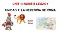 UNIT 1: ROME’S LEGACY UNIDAD 1: LA HERENCIA DE ROMA Notes Notas.
