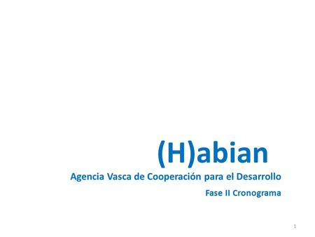 (H)abian Agencia Vasca de Cooperación para el Desarrollo Fase II Cronograma 1.