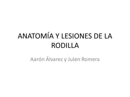 ANATOMÍA Y LESIONES DE LA RODILLA