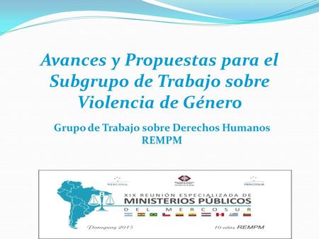 Grupo de Trabajo sobre Derechos Humanos REMPM Avances y Propuestas para el Subgrupo de Trabajo sobre Violencia de Género.