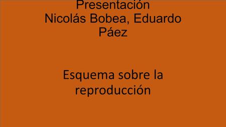 Presentación Nicolás Bobea, Eduardo Páez Esquema sobre la reproducción.