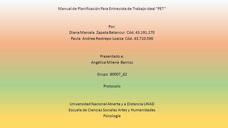 Manual de Planificación Para Entrevista de Trabajo ideal “PET”