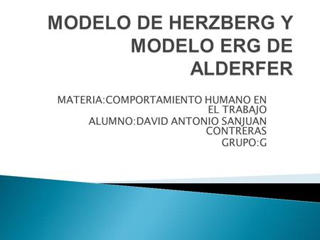 MATERIA:COMPORTAMIENTO HUMANO EN EL TRABAJO ALUMNO:DAVID ANTONIO SANJUAN CONTRERAS GRUPO:G.