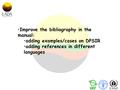 Improve the bibliography in the manual: adding examples/cases on DPSIR adding references in different languages.