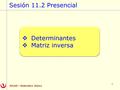 1 Sesión 11.2 Presencial  Determinantes  Matriz inversa  Determinantes  Matriz inversa.