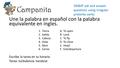 Campanita Une la palabra en español con la palabra equivalente en ingles. Escribe la tarea en tu horario Tarea: turbulencia handout 1.Tierra 2.Salida 3.Cabeza.