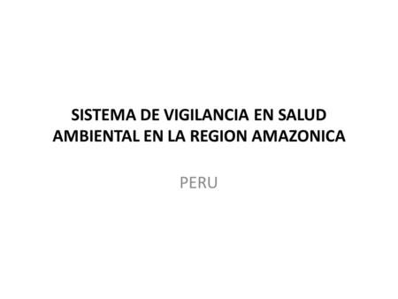 SISTEMA DE VIGILANCIA EN SALUD AMBIENTAL EN LA REGION AMAZONICA PERU.