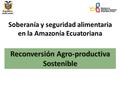Soberanía y seguridad alimentaria en la Amazonía Ecuatoriana.