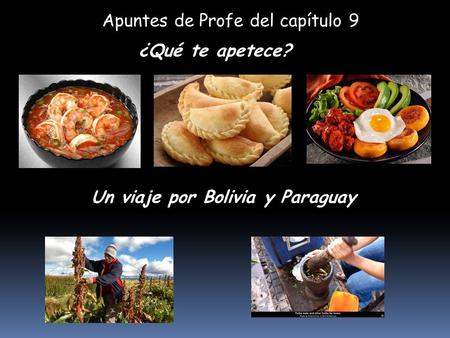 ¿Qué te apetece? Apuntes de Profe del capítulo 9 Un viaje por Bolivia y Paraguay.
