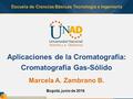 Escuela de Ciencias Básicas Tecnología e Ingeniería Aplicaciones de la Cromatografía: Cromatografía Gas-Sólido Marcela A. Zambrano B. Bogotá, junio de.