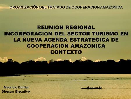 ORGANIZACIÓN DEL TRATADO DE COOPERACION AMAZONICA REUNION REGIONAL INCORPORACION DEL SECTOR TURISMO EN LA NUEVA AGENDA ESTRATEGICA DE COOPERACION AMAZONICA.