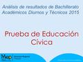 Análisis de resultados de Bachillerato Académicos Diurnos y Técnicos 2015 Prueba de Educación Cívica.