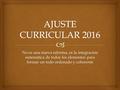 AJUSTE CURRICULAR 2016 No es una nueva reforma, es la integración sistemática de todos los elementos para formar un todo ordenado y coherente.