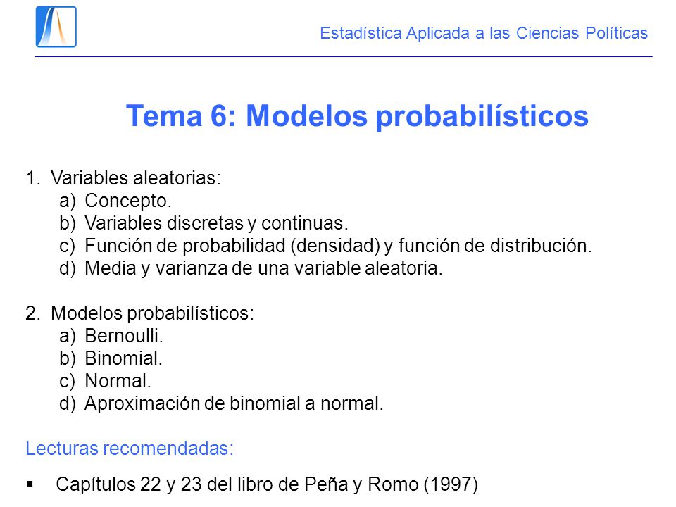 Tema 6: Modelos probabilísticos - ppt video online descargar