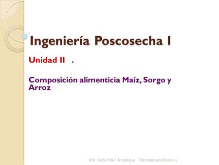 Ingeniería Poscosecha I
