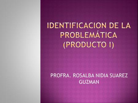 IDENTIFICACION DE LA PROBLEMÁTICA (PRODUCTO I)