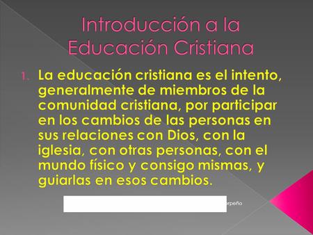 Introducción a la Educación Cristiana