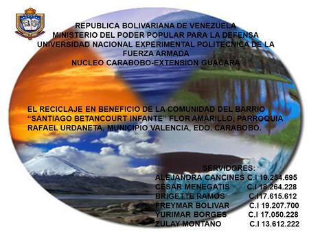 REPUBLICA BOLIVARIANA DE VENEZUELA MINISTERIO DEL PODER POPULAR PARA LA DEFENSA UNIVERSIDAD NACIONAL EXPERIMENTAL POLITECNICA DE LA FUERZA ARMADA NUCLEO.