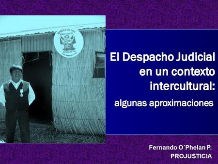 Fernando O´Phelan P. PROJUSTICIA. Introducción Desde el año 2009, el Poder Judicial peruano viene mostrando una apertura importante hacia otras formas.