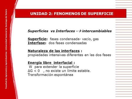 UNIDAD 2: FENOMENOS DE SUPERFICIE