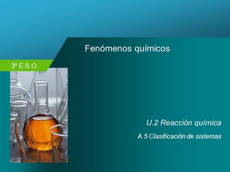 Fenómenos químicos U.2 Reacción química A.5 Clasificación de sistemas.