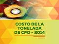 Costo de la tonelada de CPO - 2014. COSTOS DE LA TONELADA DE CPO Costo por ton/CPO - año 2014 - Pesos  La empresa de menor costo en el estudio es Agroince.