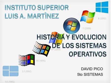DAVID PICO 5to SISTEMAS. Sistemas Operativos  Un sistema operativo es un conjunto de programas destinado a permitir el uso apropiado de las partes físicas.