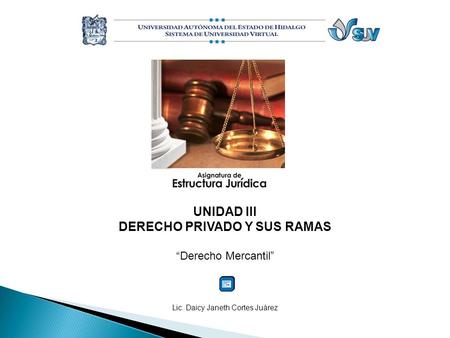 UNIDAD III DERECHO PRIVADO Y SUS RAMAS “Derecho Mercantil” Lic. Daicy Janeth Cortes Juárez.