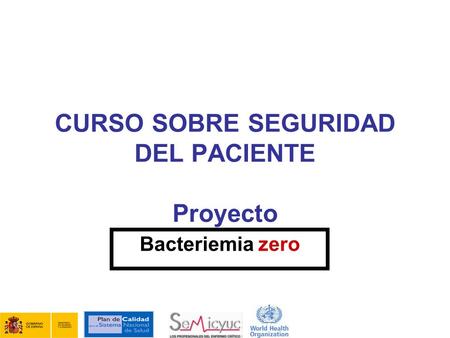 CURSO SOBRE SEGURIDAD DEL PACIENTE Proyecto Bacteriemia zero.