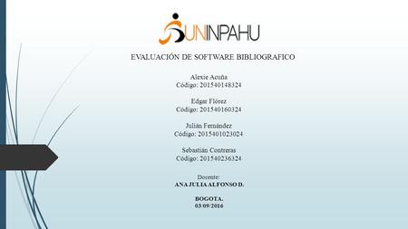 EVALUACIÓN DE SOFTWARE BIBLIOGRAFICO 