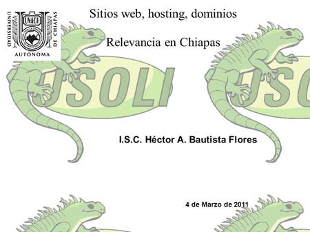 Sitios web, hosting, dominios Relevancia en Chiapas I.S.C. Héctor A. Bautista Flores 4 de Marzo de 2011.