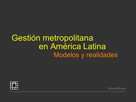 Gestión metropolitana en América Latina