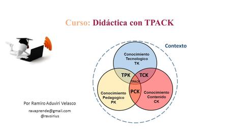 Curso: Didáctica con TPACK Por Ramiro Aduviri Conocimiento Tecnologico TK Conocimiento Pedagogico PK Conocimiento.