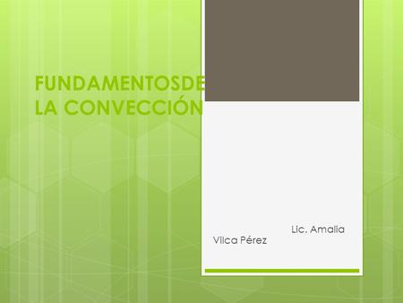 FUNDAMENTOSDE LA CONVECCIÓN Lic. Amalia Vilca Pérez.