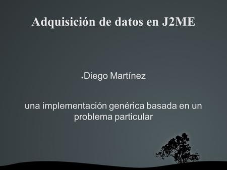 Adquisición de datos en J2ME ● Diego Martínez una implementación genérica basada en un problema particular.
