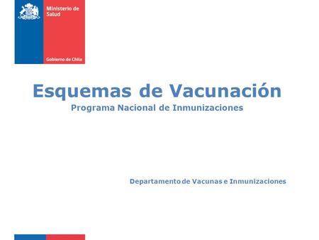 Esquemas de Vacunación Programa Nacional de Inmunizaciones Departamento de Vacunas e Inmunizaciones.