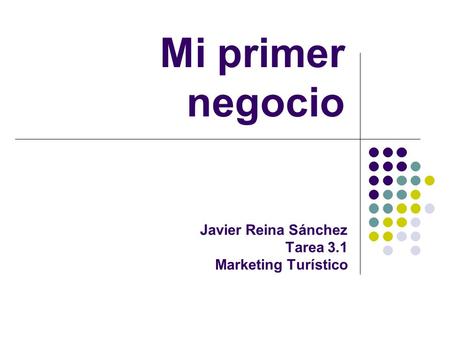 Mi primer negocio Javier Reina Sánchez Tarea 3.1 Marketing Turístico.