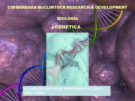 BIOLOGÍA GENETICA CIB BARBARA McCLINTOCK RESEARCH & DEVELOPMENT G, CARLOS CASTRO M. PROFESSSOR Y COACH OPB – OIAB.