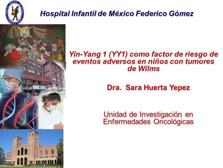 Hospital Infantil de México Federico Gómez Dra. Sara Huerta Yepez Unidad de Investigación en Enfermedades Oncológicas Yin-Yang 1 (YY1) como factor de riesgo.