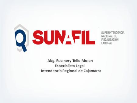 Abg. Rosmery Tello Moran Especialista Legal Intendencia Regional de Cajamarca.