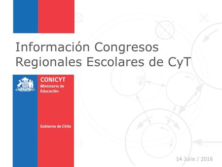1 Información Congresos Regionales Escolares de CyT 14 Julio / 2016.