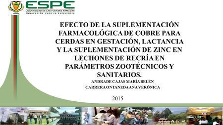 EFECTO DE LA SUPLEMENTACIÓN FARMACOLÓGICA DE COBRE PARA CERDAS EN GESTACIÓN, LACTANCIA Y LA SUPLEMENTACIÓN DE ZINC EN LECHONES DE RECRÍA EN PARÁMETROS.